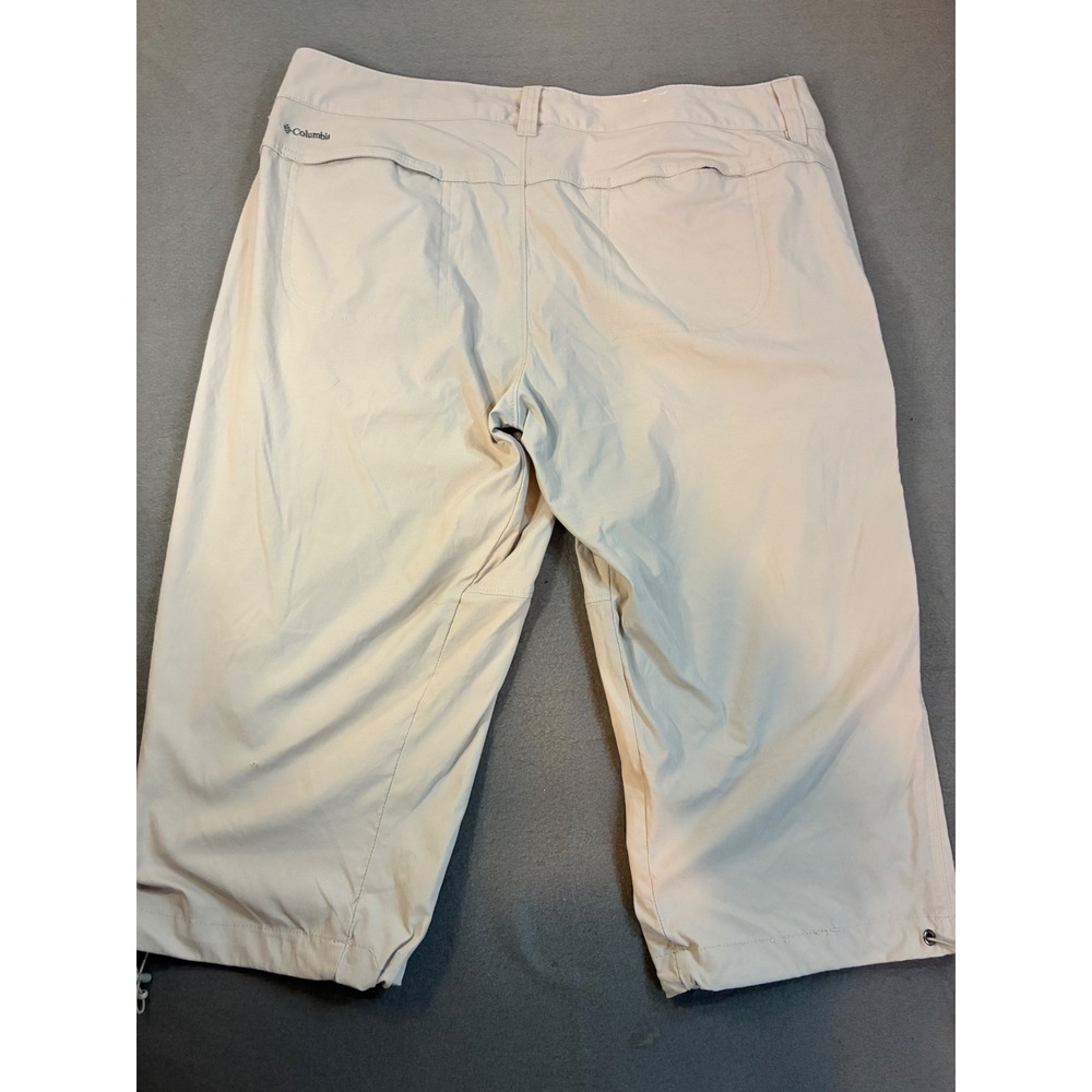 Columbia Womens 14 Capri Pants Nylon Blend Mid Rise Beige Omni-Shield Drawstring